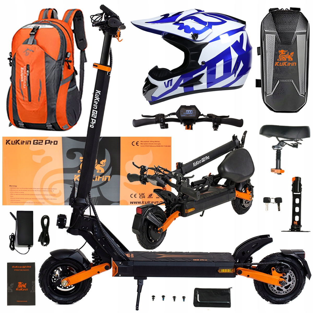 Składany Pojazd Elektryczny Kukirin G2 Pro 1000W 48V 15.6AH 45KM/H +Prezent