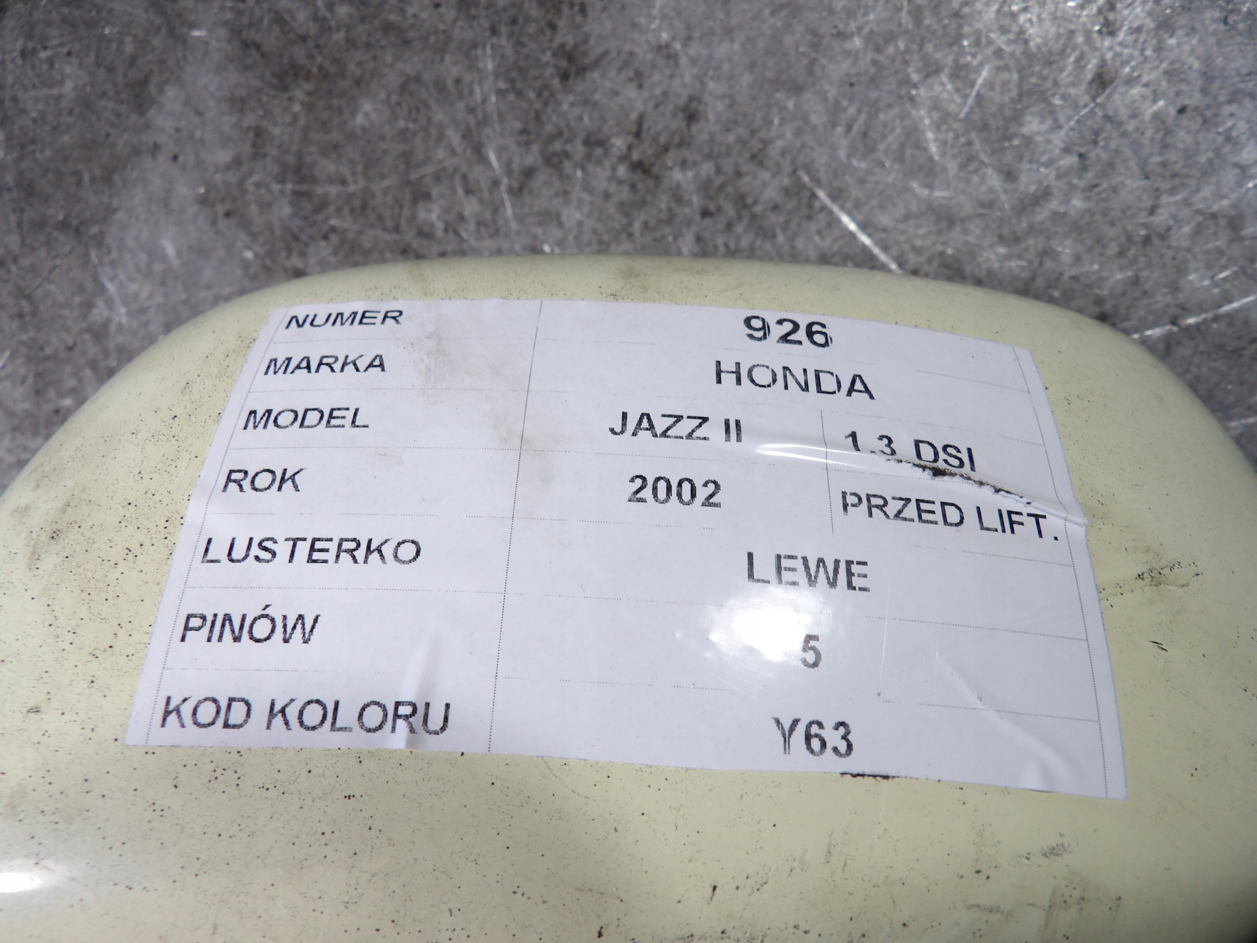 Honda Jazz II mirror left lak. Y63