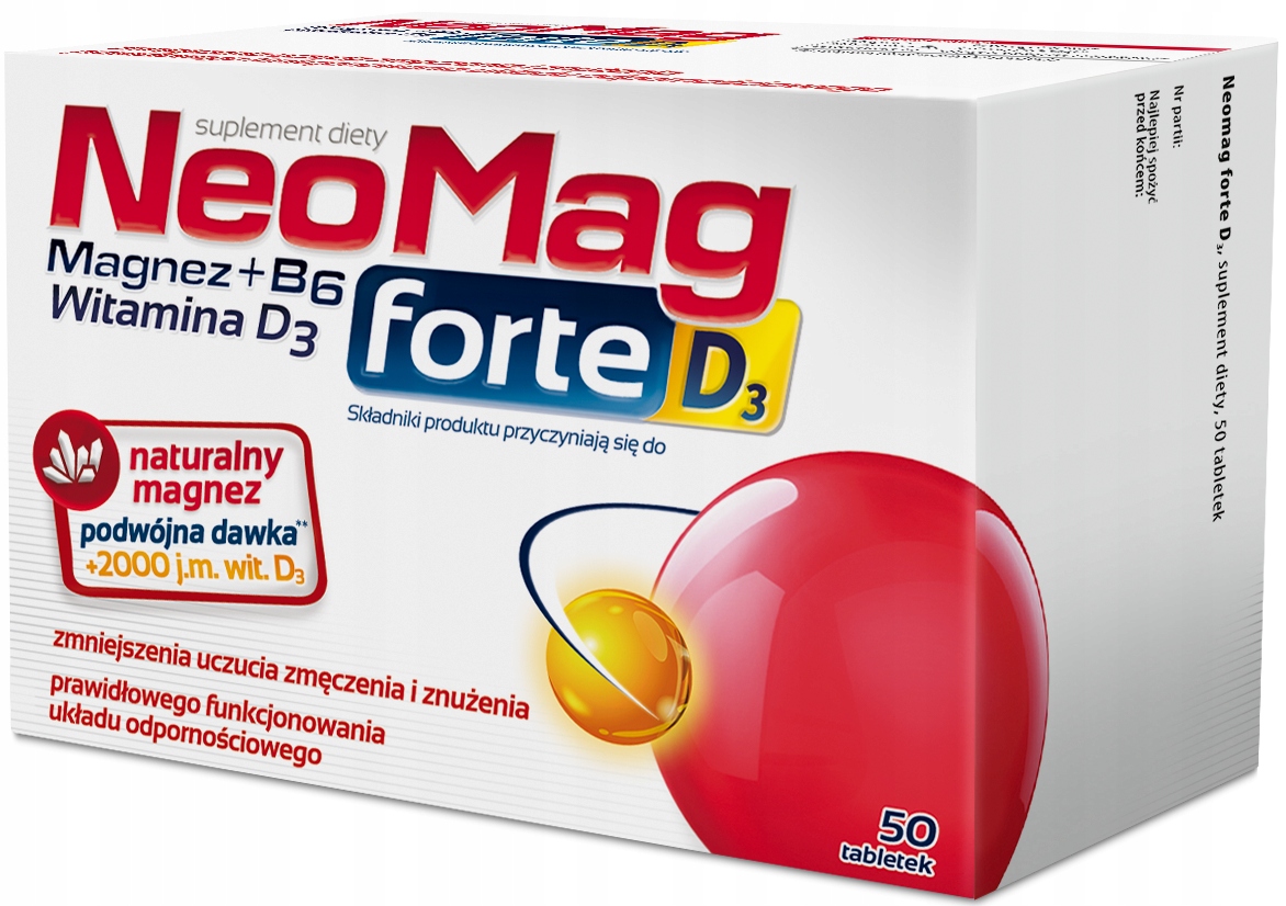 NEOMAG FORTE D3 MAGNEZ B6 ODPORNOŚĆ ZMĘCZENIE 50 tabletek