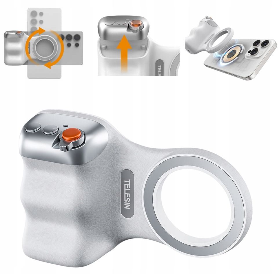 Magnetický držák na prst Telesin bílý úchop pro nahrávání focení