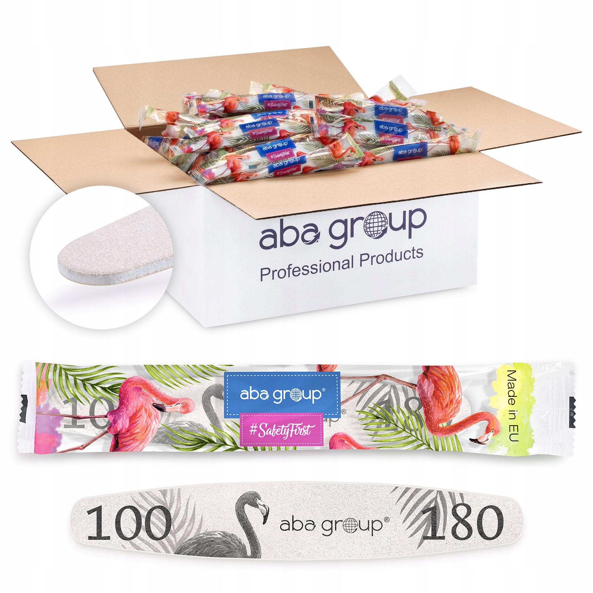 pilník na nehty Elipsa 100/180 Slim Fólie Plameňák Aba Group 500 Ks