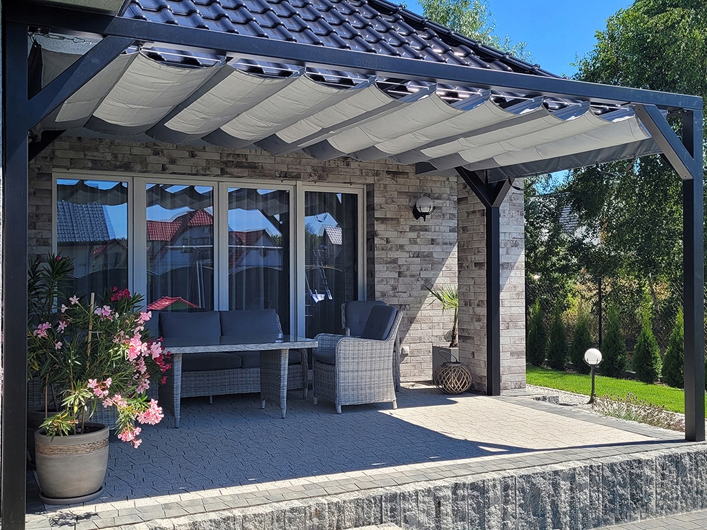 ROLETA RZYMSKA PRZECIWSŁONECZNA WODOSZCZELNA ROZSUWANA ZWIJANA DACH 3x3m Kod producenta RRZ_3x3