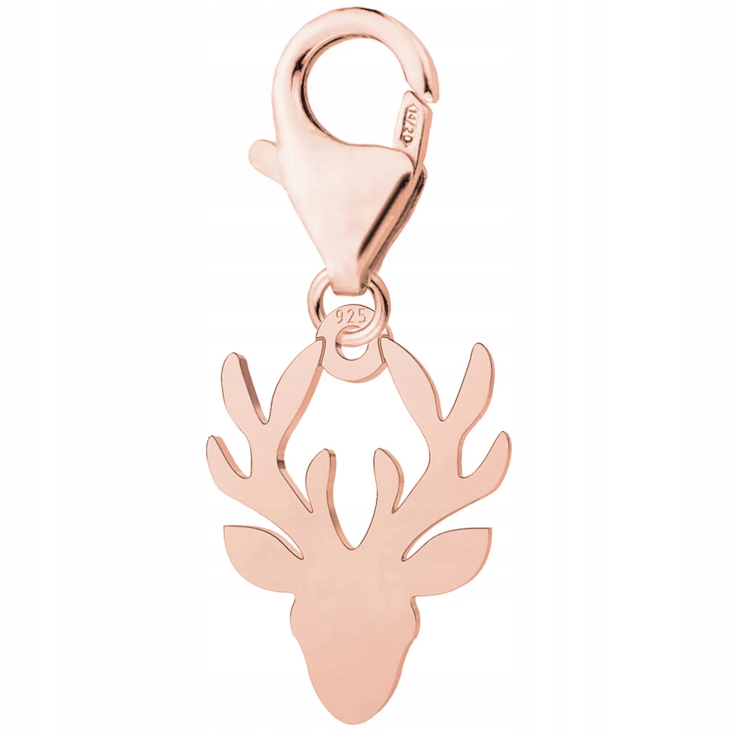 Růžový přívěsek na karabině Jelen Zvíře Parohy Hlava jelena