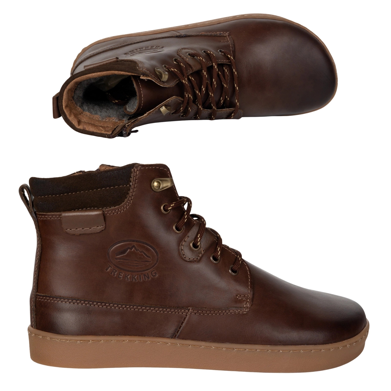 Pánské barefoot kožené zateplené boty široké 755MP tmavě hnědé 40