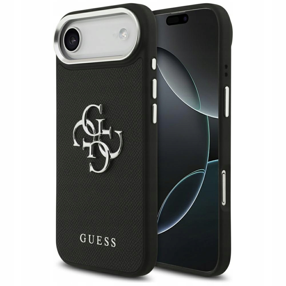 Pouzdro Guess iPhone Air kožené černé Grained Big 4G Classic Logo case