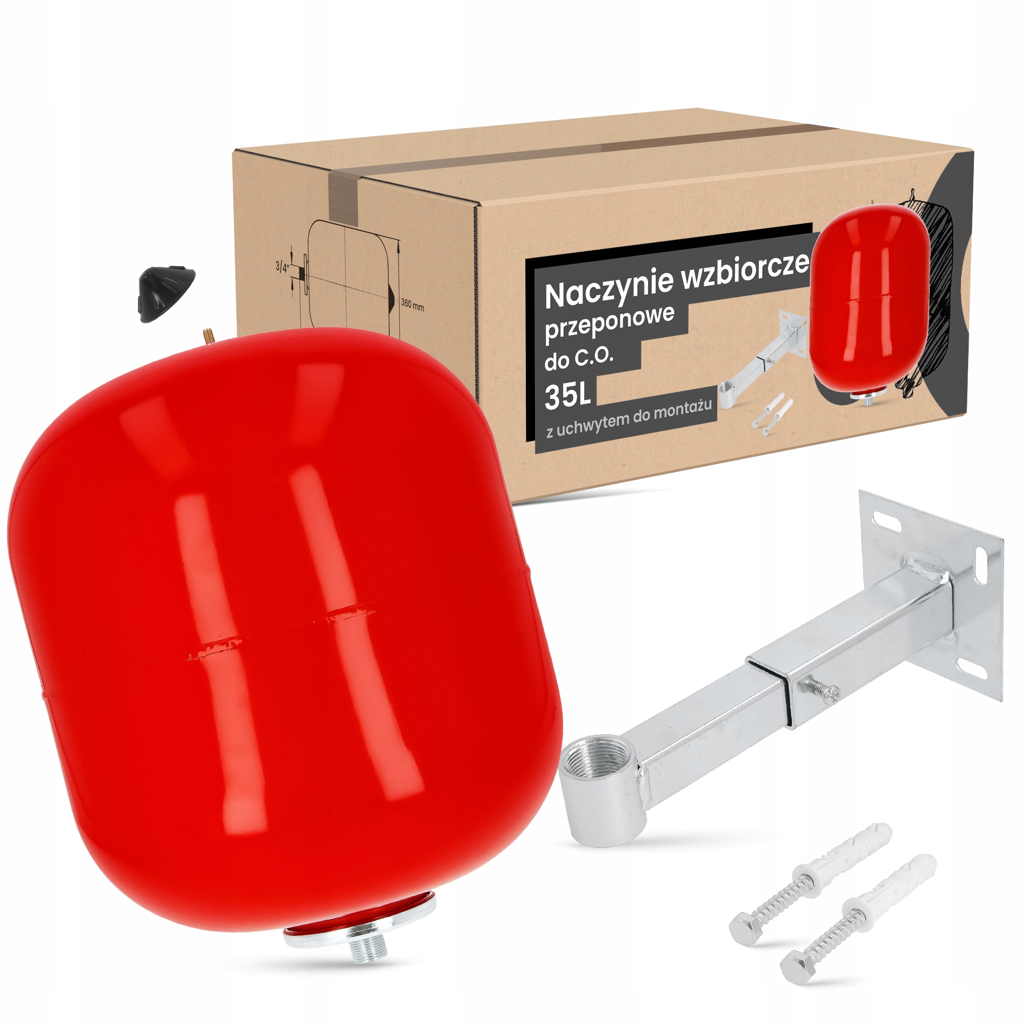 Membránová expanzná vyrovnávacia nádoba C.o. 35L Nádrž Držiak Monta Ad