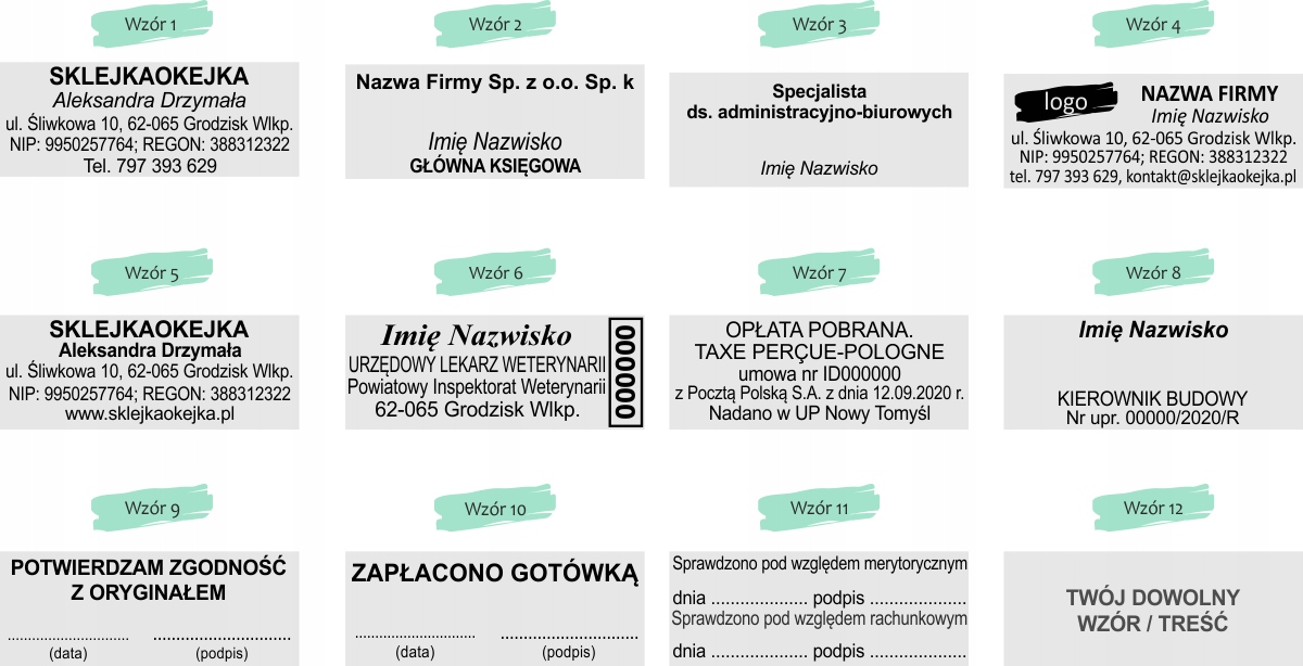 PIECZĄTKA FIRMOWA WAGRAF 3s 6 linii LOGO PROJEKT Marka Wagraf