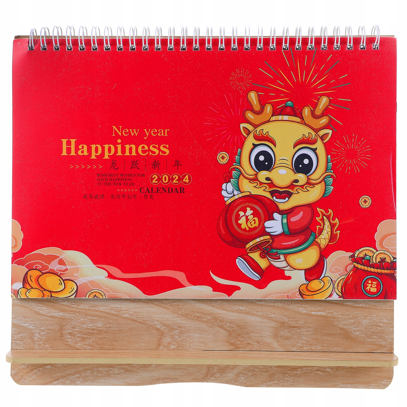 Stojący kalendarz biurkowy 2024 z dekorem z drewna • Cena, Opinie