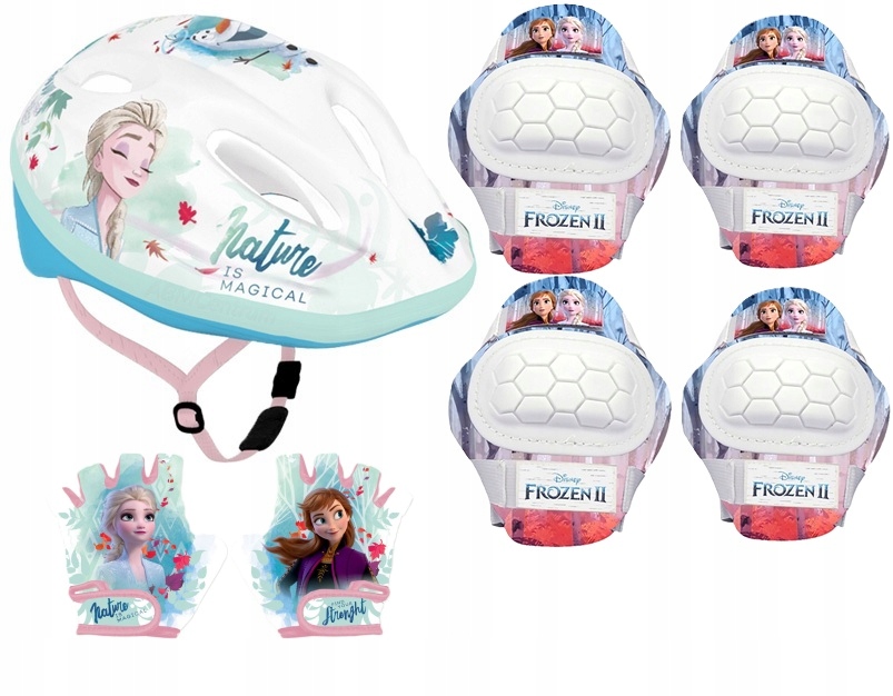 Kask rowerowy 4x ochraniacze kolana łokcie rękawiczki Kraina Lodu Frozen