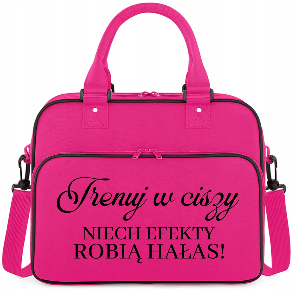 Torba Różowa Trenuj W Ciszy Pojemna Siłownie Trening Fitness Pilates Sport