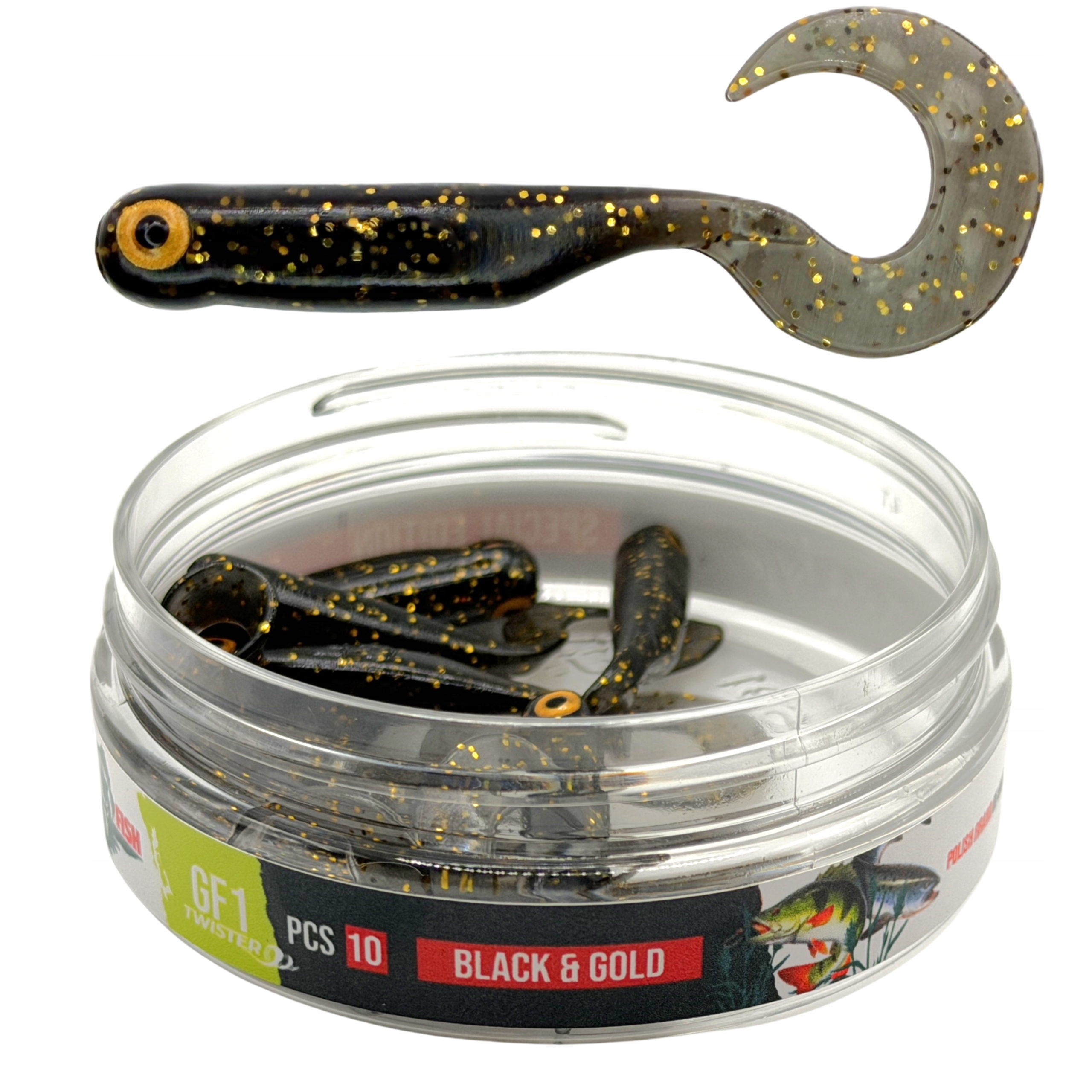GF1 twister GreatFish 49 Black Gold zestaw przynęt na okonia klenia pstrąga