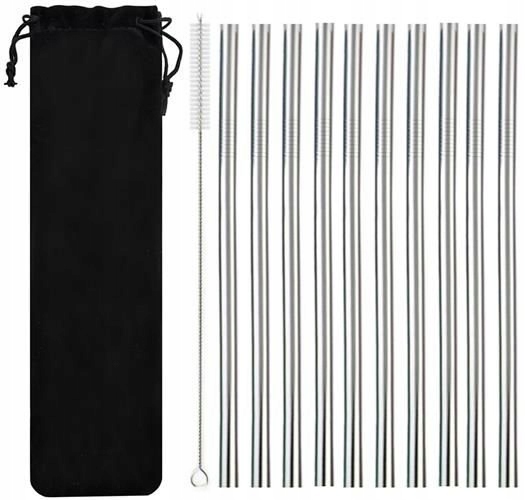 

Słomki metalowe proste 10 szt. 8mm nierdzewne