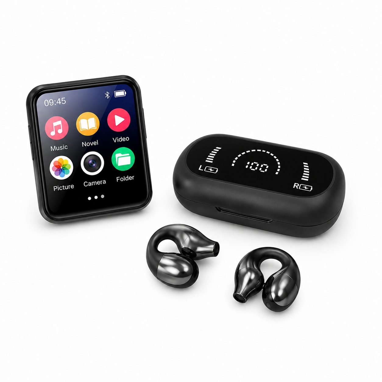 Multimediální přehrávač MP3 8GB sportovní sluchátka S03 Led