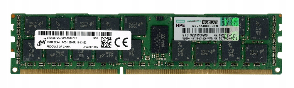 Hp 672612-181 DDR3 16GB 1600MHz Ecc MT36JSF2G72PZ-1G6E1FF