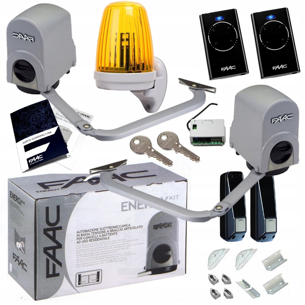 Zestaw Faac 391 Energy do szer. słupków 2 piloty, lampa Led 12-230V
