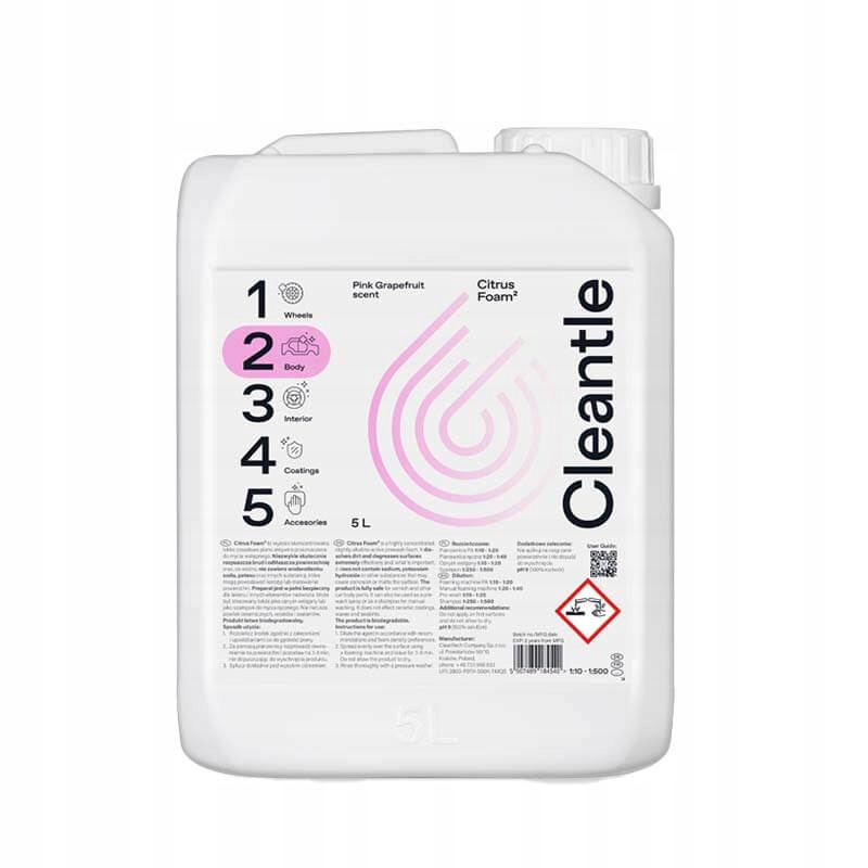 Cleantle Citrus Foam2 5L lekko zasadowa piana aktywna do mycia samochodu