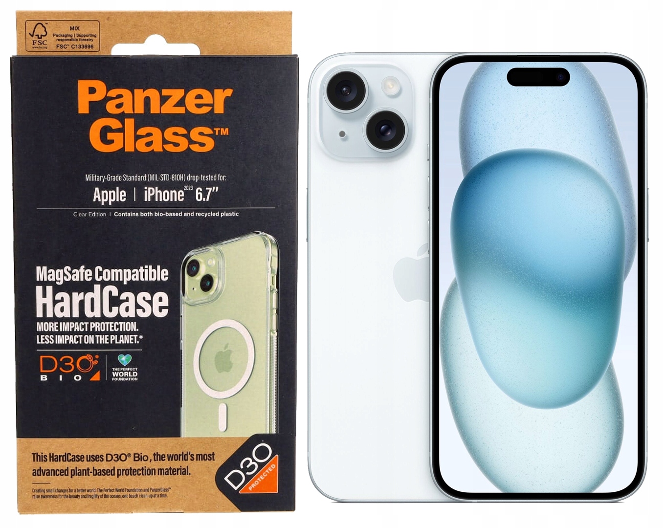 Pouzdro Bezbarvé Panzerglass HardCase MagSafe pro iPhone 15 Plus