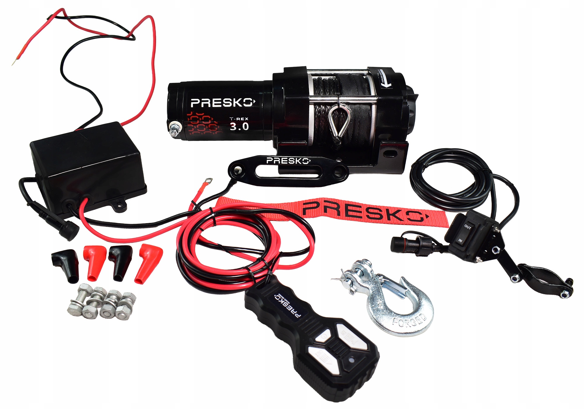 Navijak Presko T-REX3.0S 12V 1360kg Štvorkolka Pluh Atv Utv Syntetická Lina