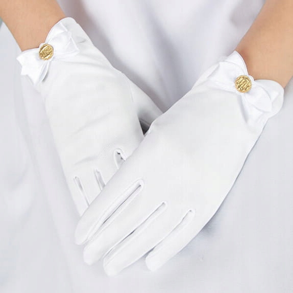 Rękawiczki Komunijne dla dziewczynek Rękawiczki do Komunii z złotą kokardką Marka inna