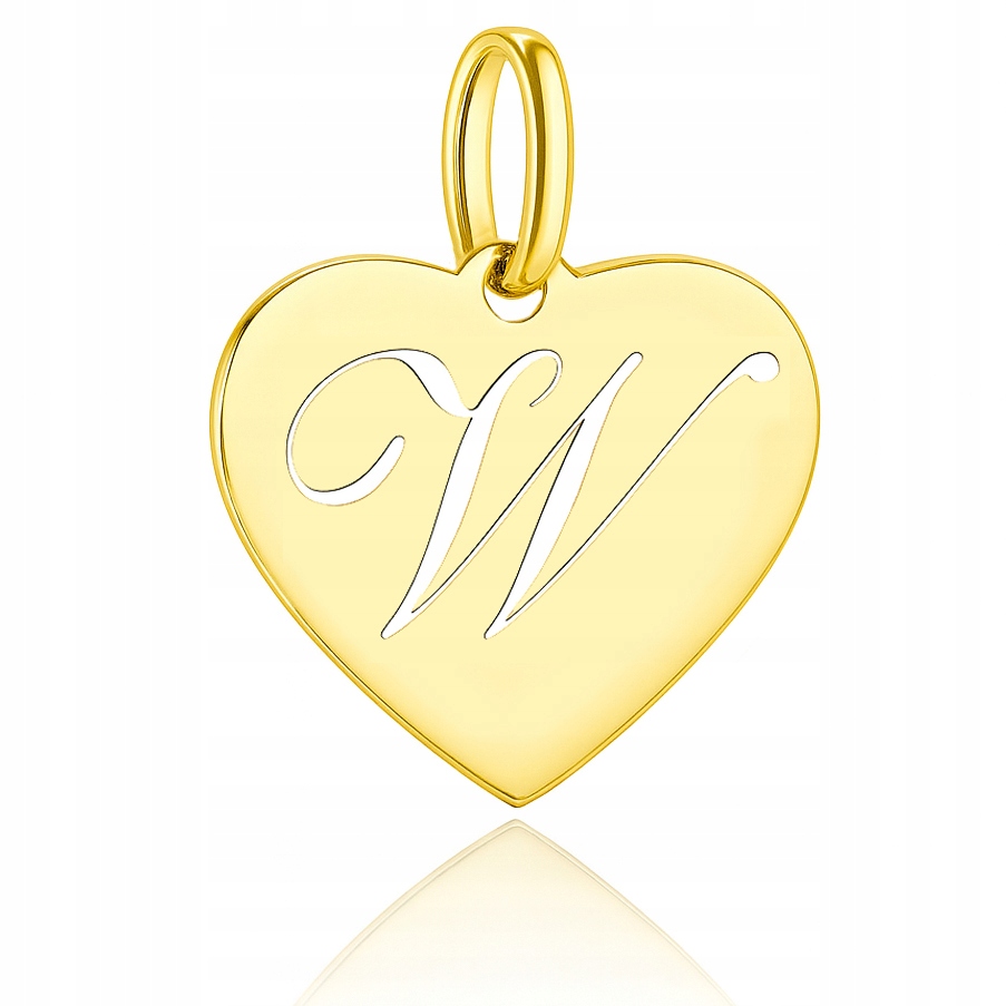 Zlatý přívěsek písmeno W v srdci na řetízek Au 585