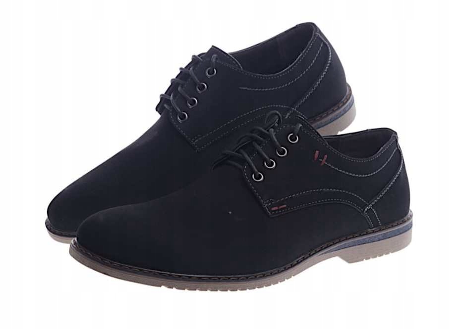 półbuty męskie czarne sznurowane wygodne r.43 Rozmiar 43