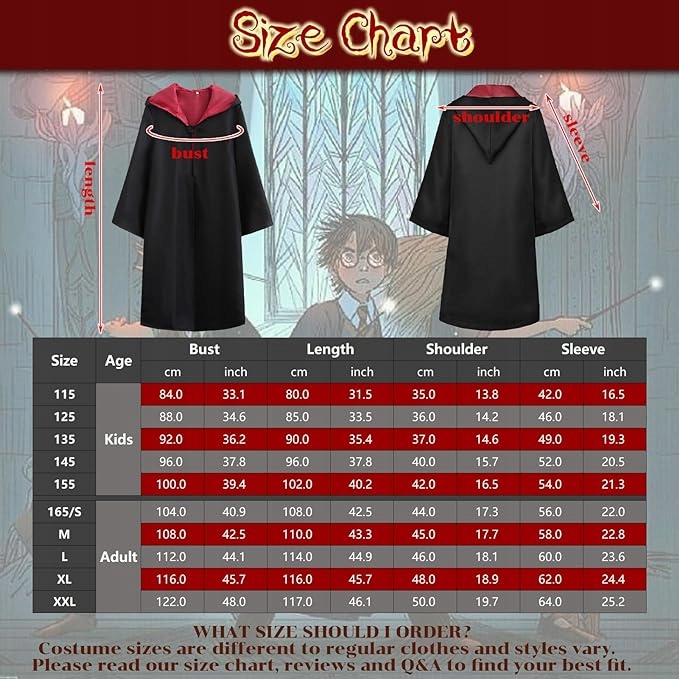 STRÓJ PRZEBRANIE HARRY POTTER PELERYNA CZARODZIEJA TOGA + akces Roz. L P785 EAN (GTIN) 4038245004336