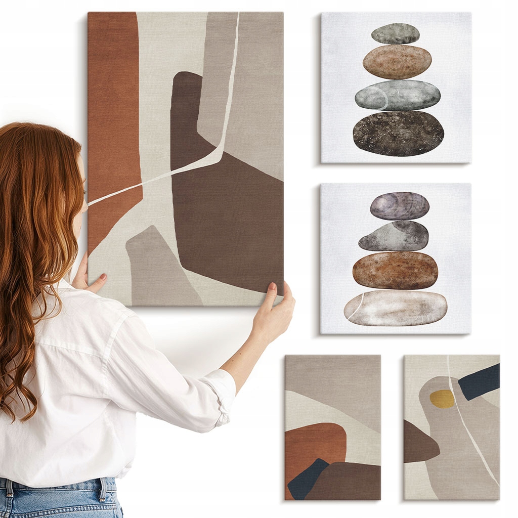 Sada obrazů pro dekoraci Galerie Abstraktní boho umění nová 5 kusů