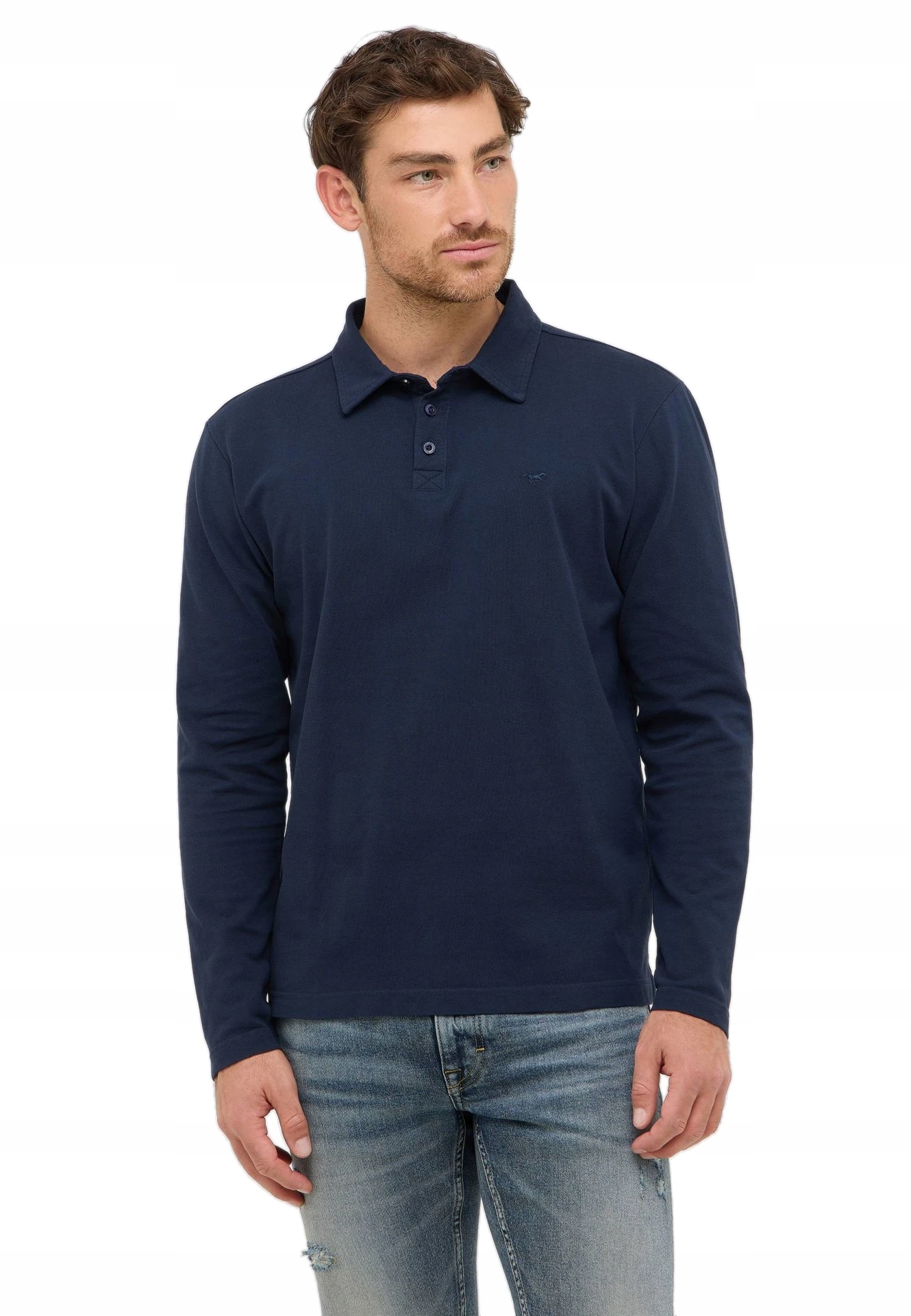 Polokošile Pánská Bavlněná Polovka S Dlouhým Rukávem, Tmavě Modrá, Mustang S