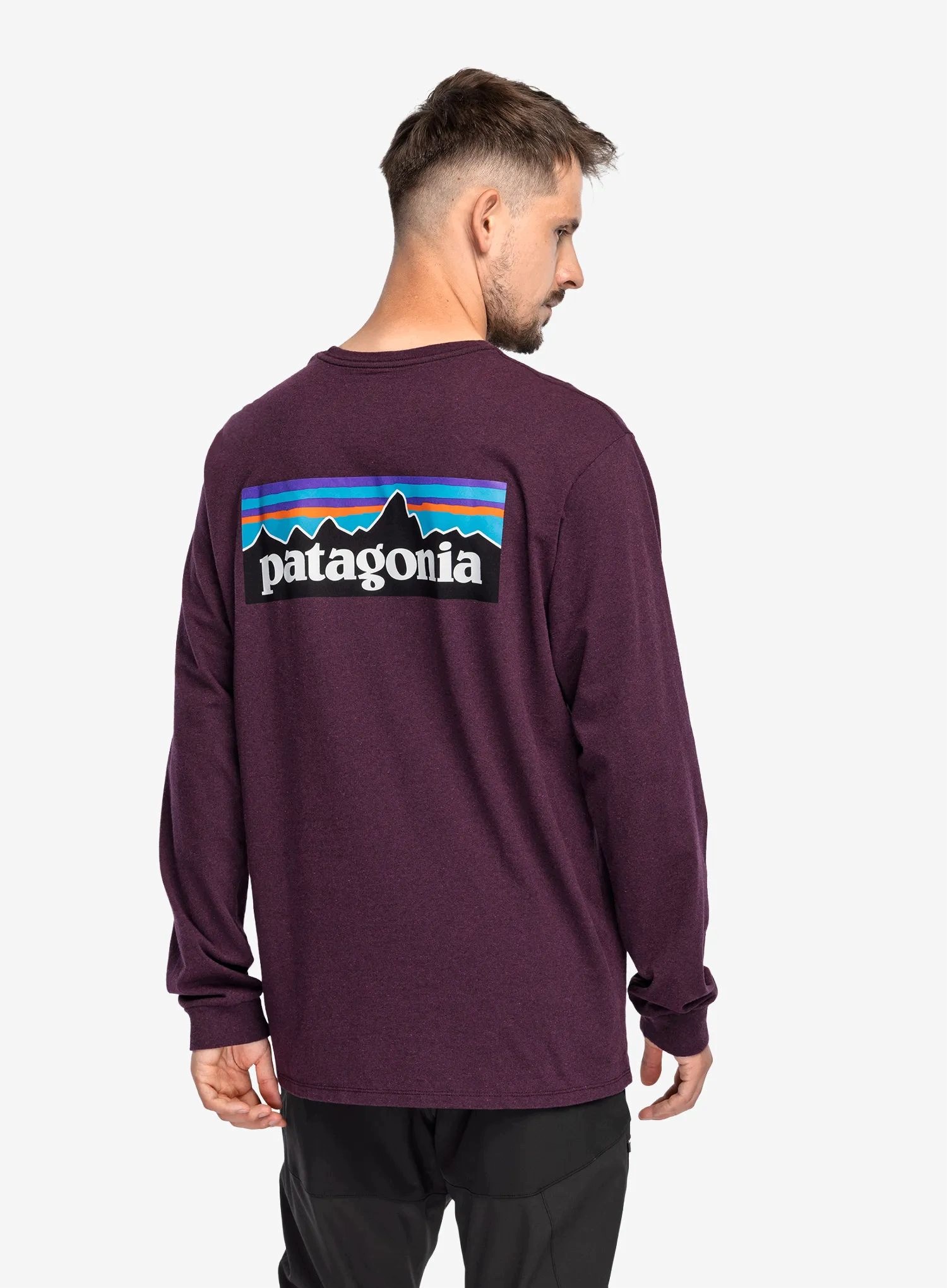 Bluza bez kaptura Patagonia L/s P-6 Logo Responsibili-Tee berry fig M