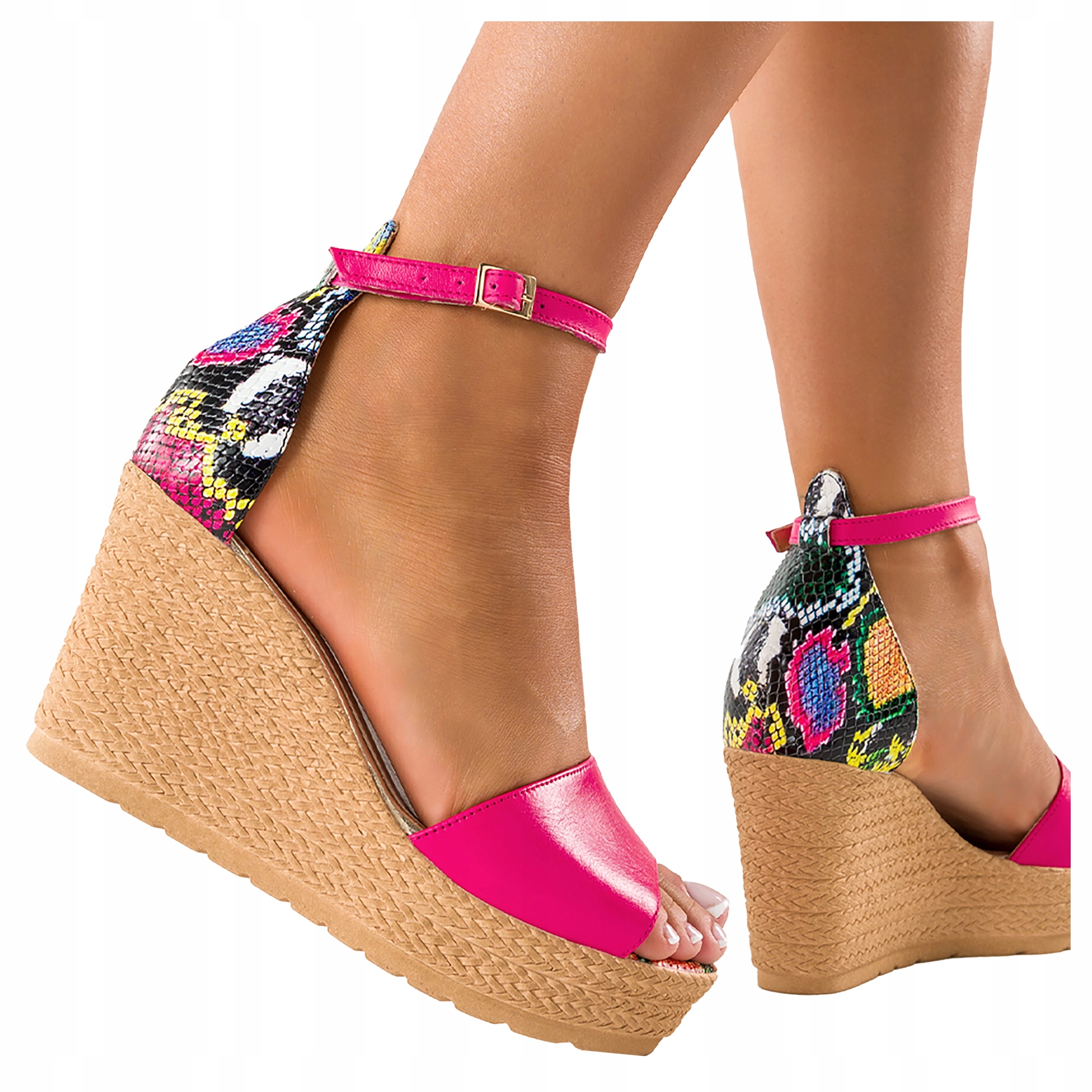 Kožené Sandály Espadryle Na Klínku Zakrytá Pata Polský Výrobek vel. 40