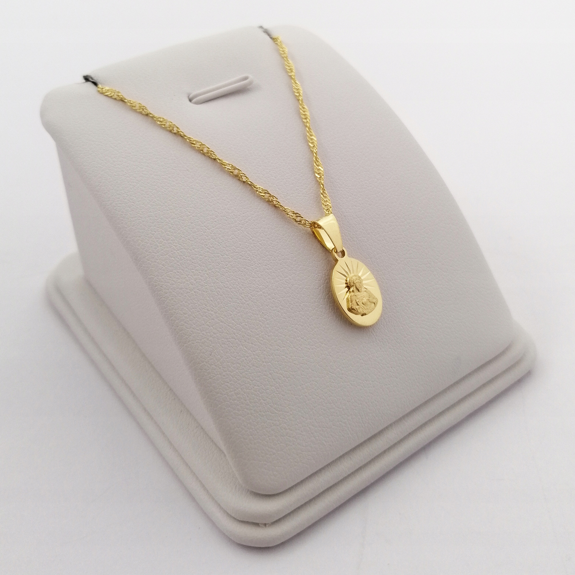 ZŁOTY ŁAŃCUSZEK 925 MEDALIK SZKAPLERZ NA KOMUNIĘ Kolekcja Na Komunię Komunijny Chrzest Grawer