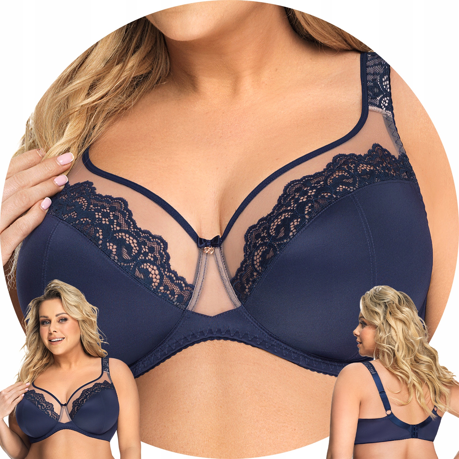 Gorsenia K441 Luisse tmavě modrá krajková kostice Podprsenka soft 110G Měkká