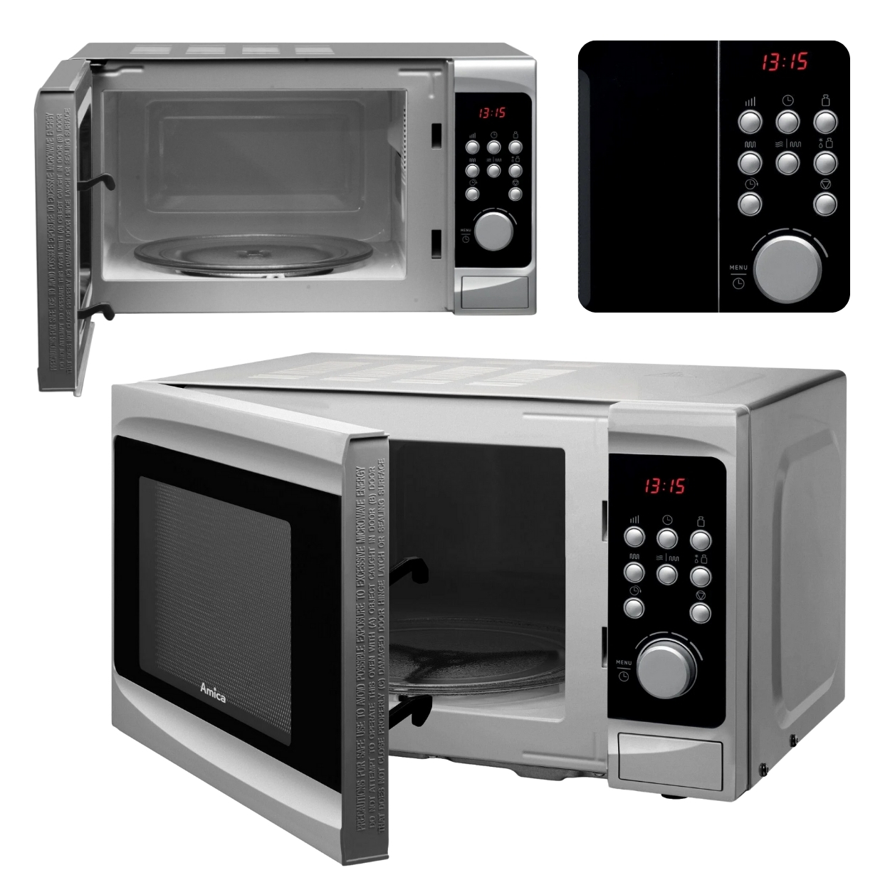 Kuchenka mikrofalowa Amica AMG20E70GSV srebrna 700W 20L z funkcją grilla