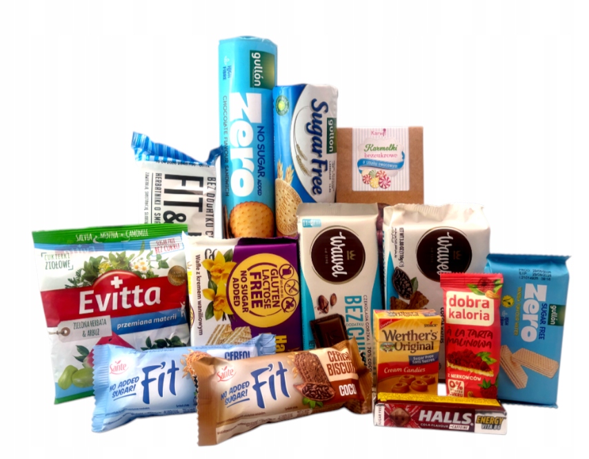 Cukierki dla cukrzyków diabetyków zestaw Bez Cukru ciastka paczka