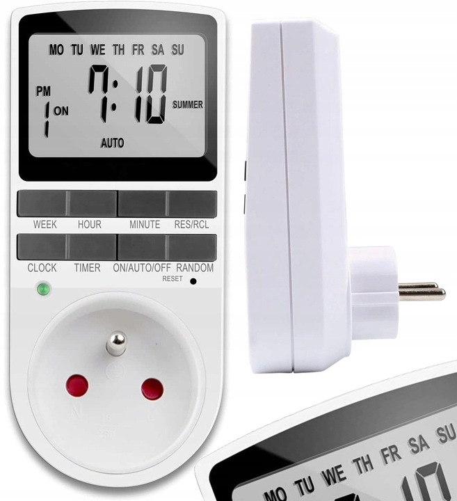 PROGRAMATOR CZASOWY WŁĄCZNIK WYŁĄCZNIK UZIEMIENIE LCD CYFROWY TIMER