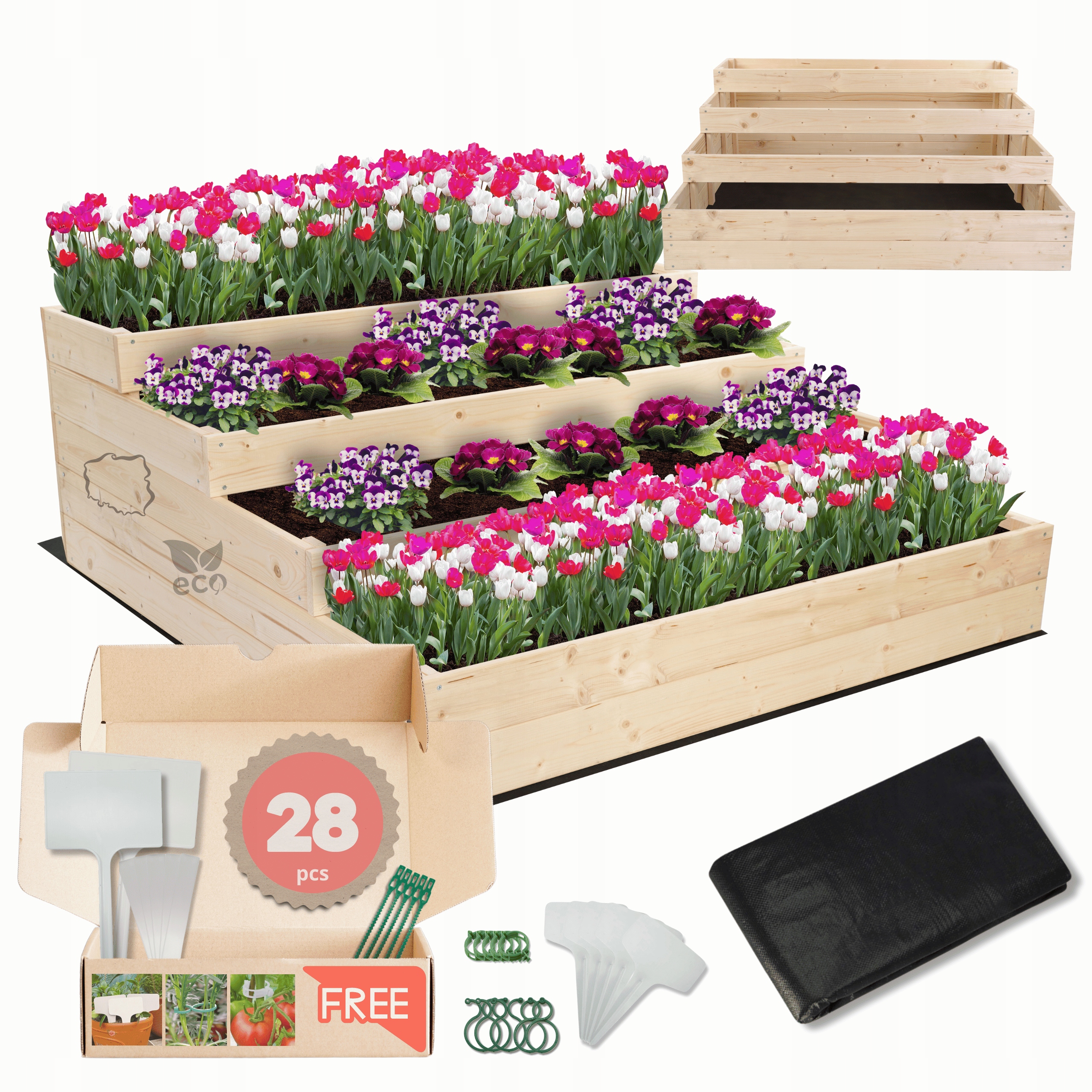 Vyvýšený záhon zeleninový záhon dřevěná kaskádová impregnace 45x120x120 eko