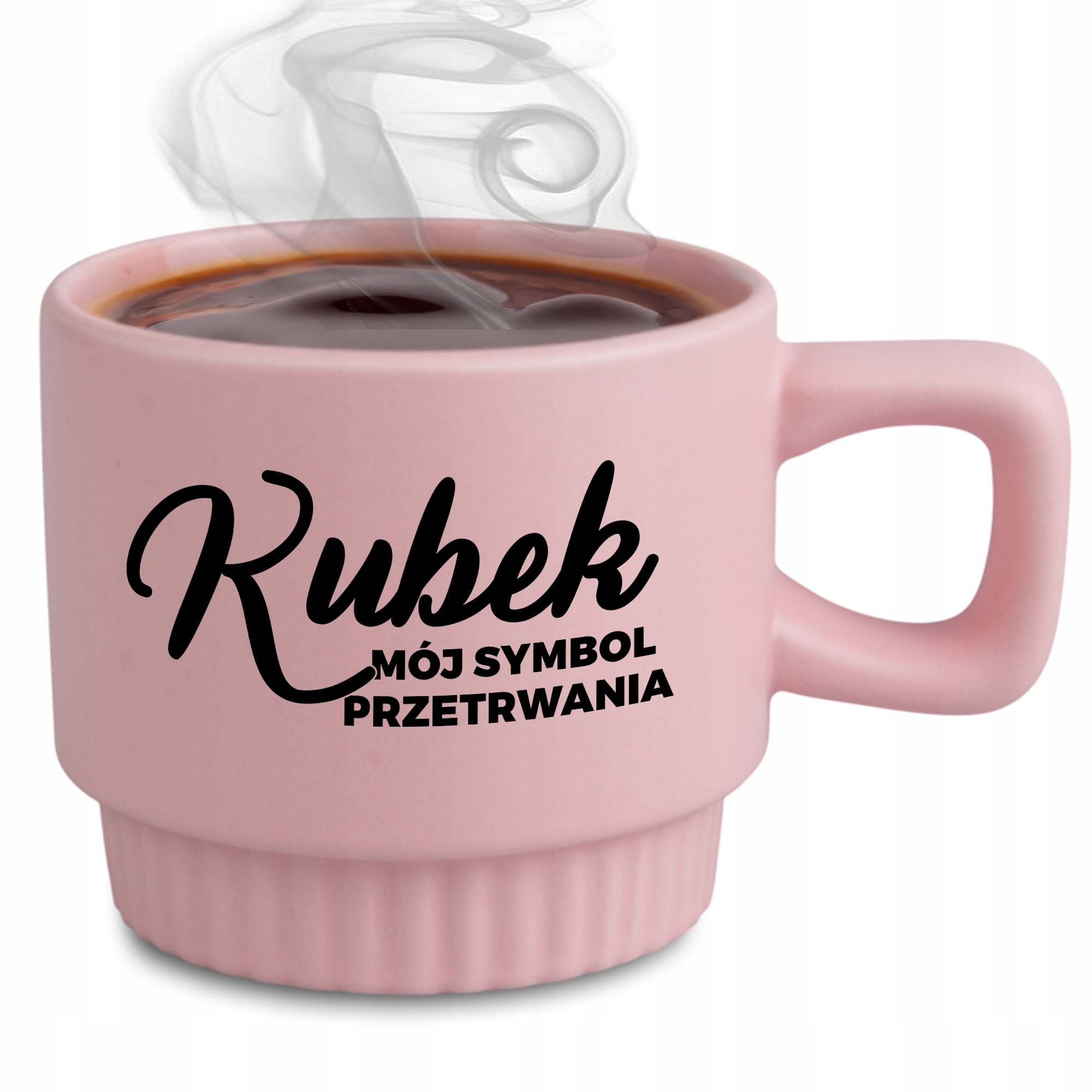 Ryflovaný hrnček Ružový Môj Symbol Prežitia Darček do kancelárie práce