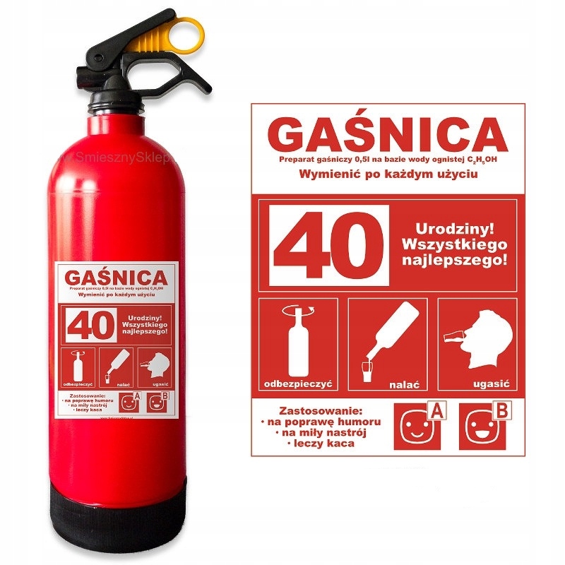 

Gaśnica schowek na Alkohol na 40 urodziny