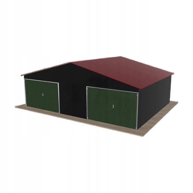 Plechová garáž 8x6 m dvoupolohová, dvoupolohová, černá