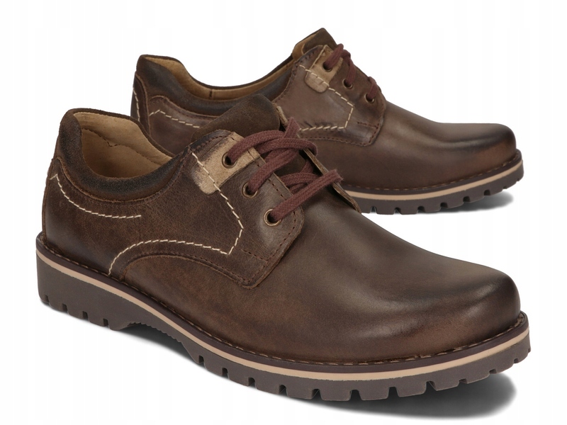 

Buty Męskie Półbuty Polskie Skóra Brązowe 43