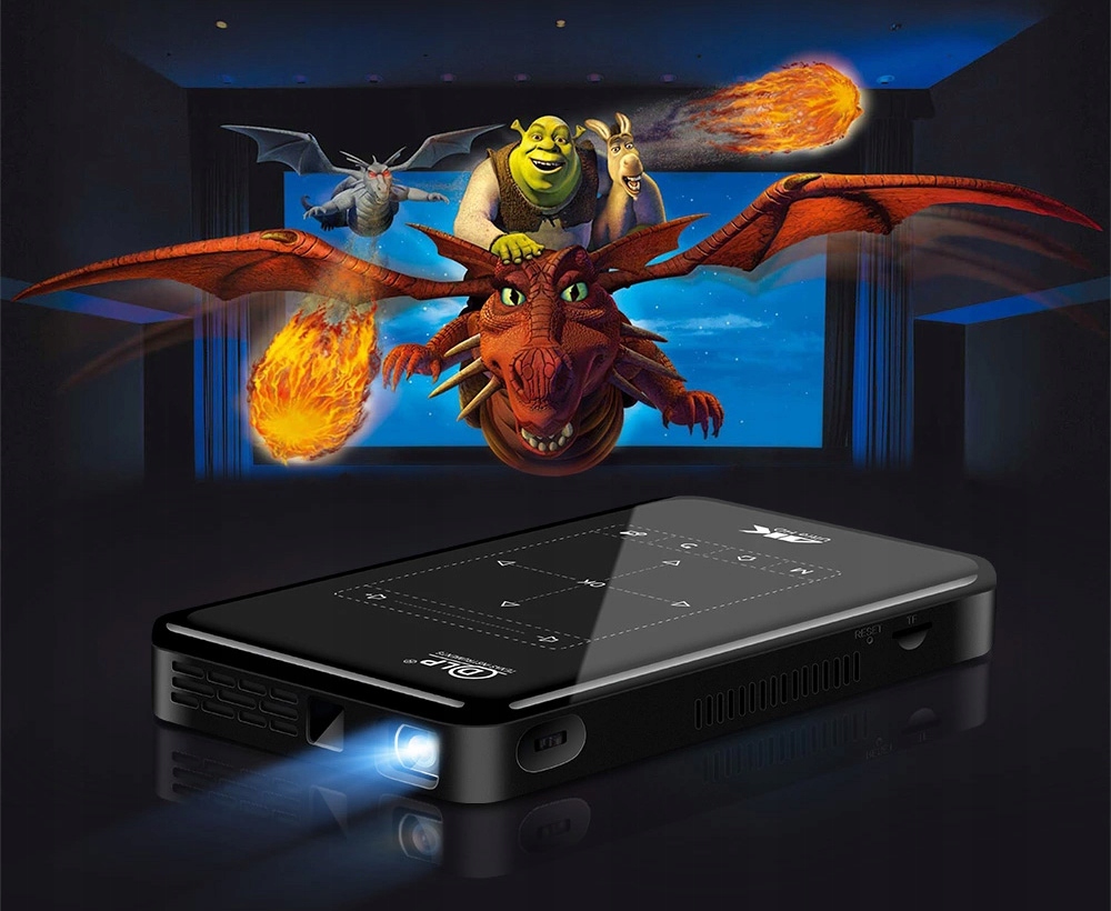 MINI PROJEKTOR RZUTNIK Mini DLP ANDROID 9.0 TOUCHPAD HDMI USB 2/32GB Szerokość produktu 8 cm