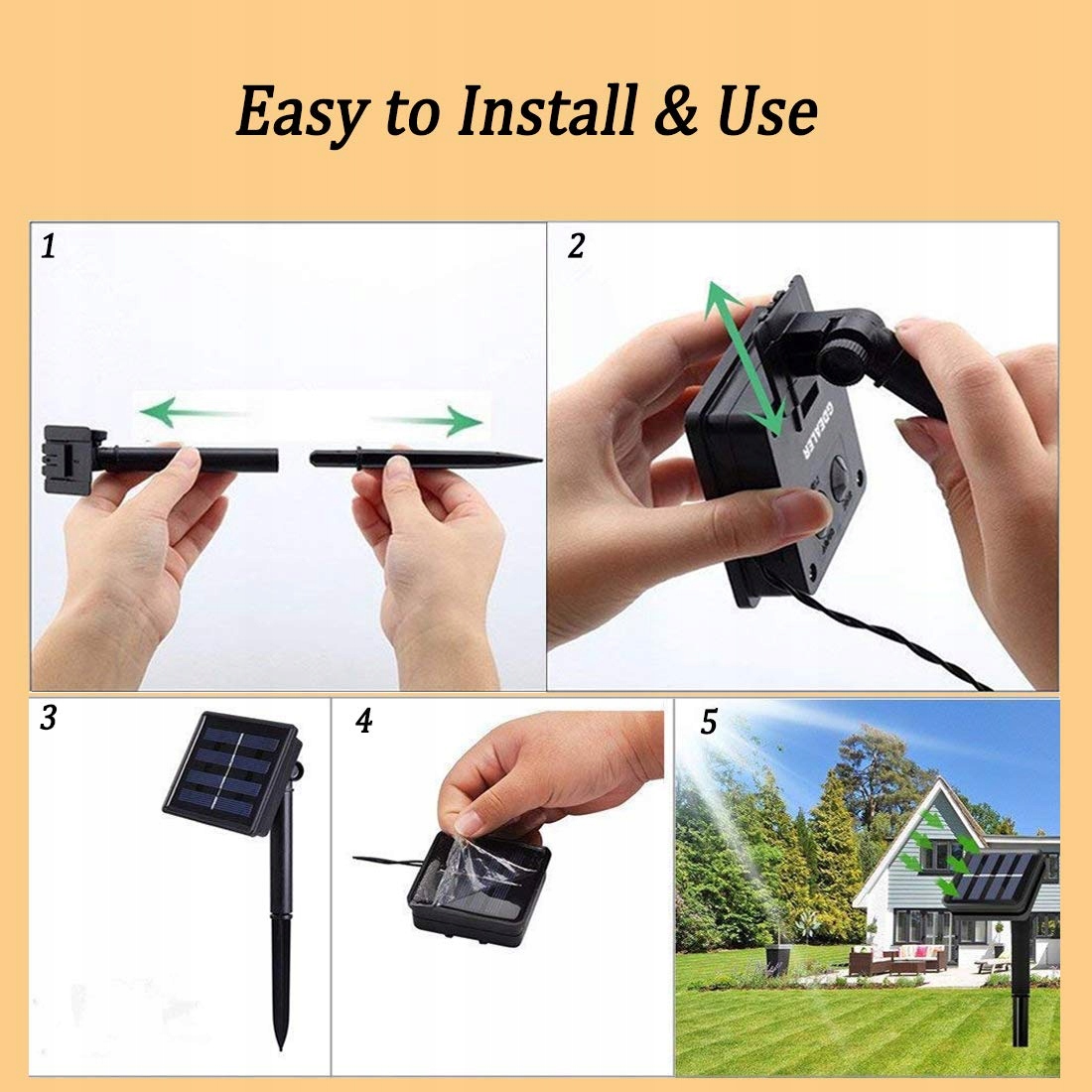 TIYUPA SIATKA ŚWIETLNA GIRLANDA SOLARNA LAMPKI 3Mx2M 8 Trybów 200LED — miniatura 5