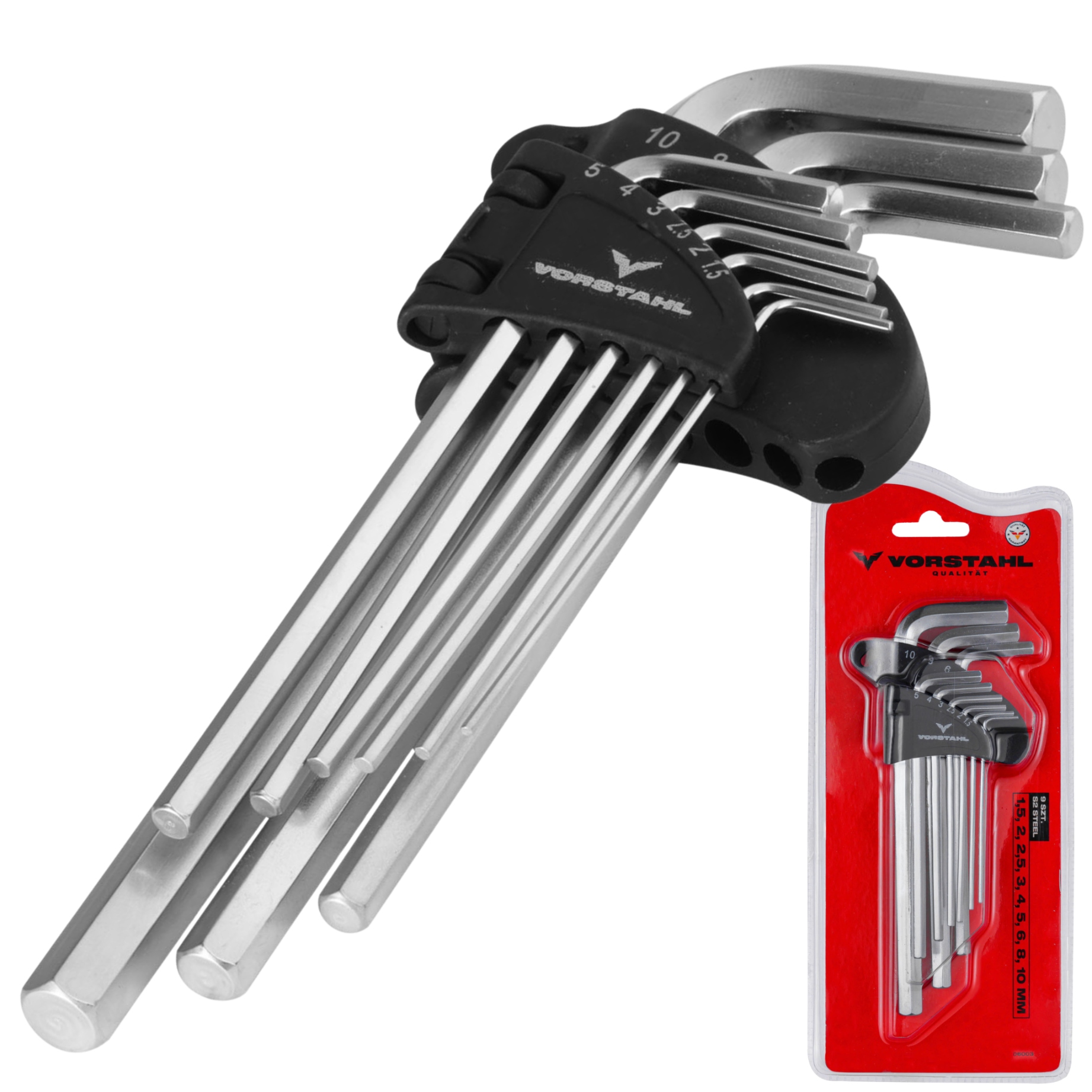 Zestaw Klucze Imbusowe Imbus Trzpieniowe Długie 9 szt 1,5-10mm Vorstahl