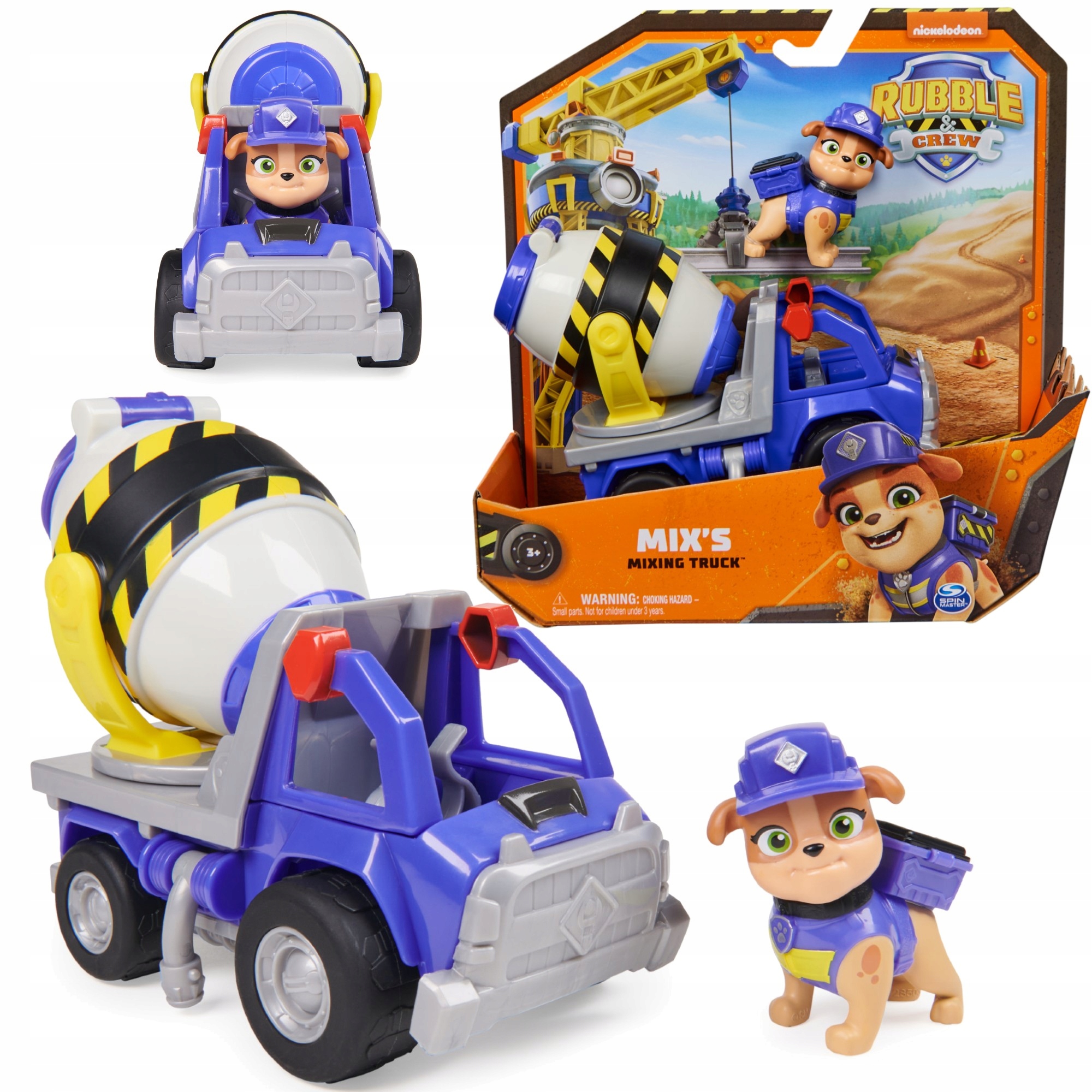 PSI PATROL MIX BETONIARKA POJAZD BETONIARKA RUBBLE I JEGO EKIPA + FIGURKA