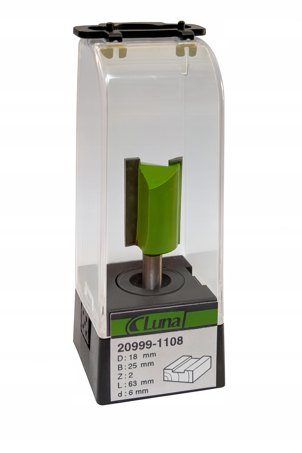 Drážkovací fréza 18 mm, H25 mm, délka 63 mm, stopka 6 mm Luna