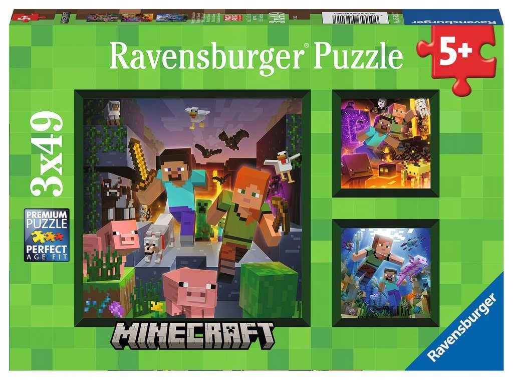 

Ravensburger, Puzzle 3x49: Minecraft (05621)