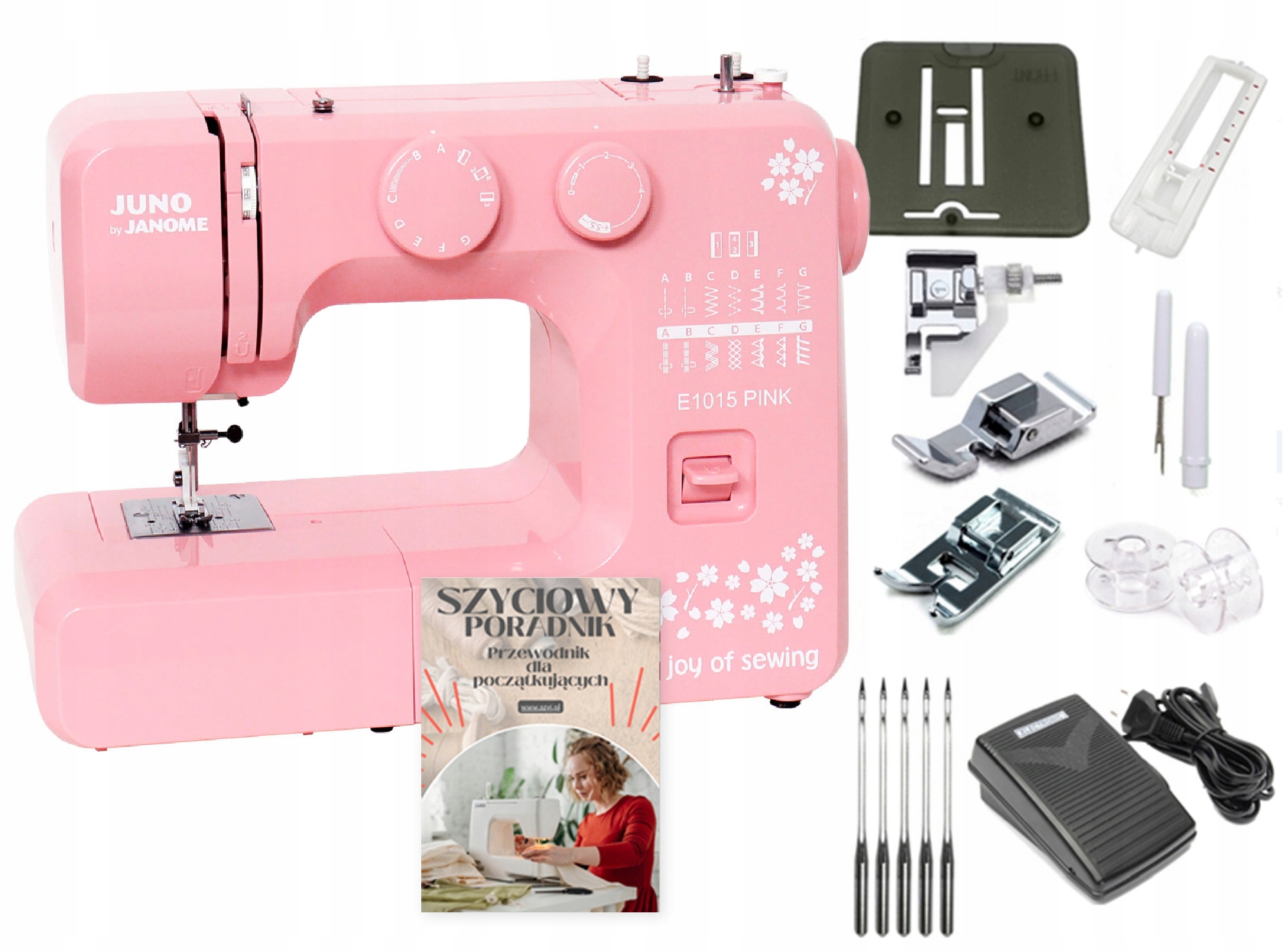 Maszyna do szycia Janome Juno E1015 Pink Różowa mocna Gratisy i poradnik