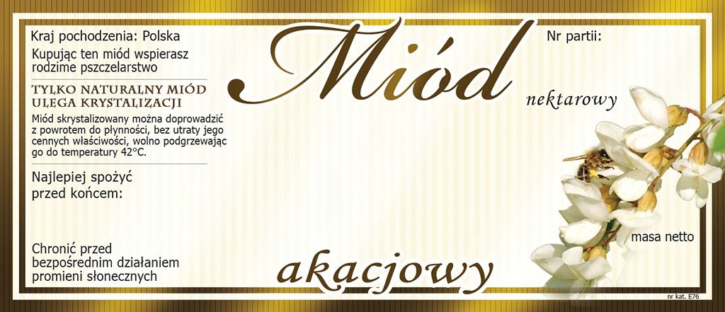 

Etykiety na miód akacjowy (100szt) wzór E76