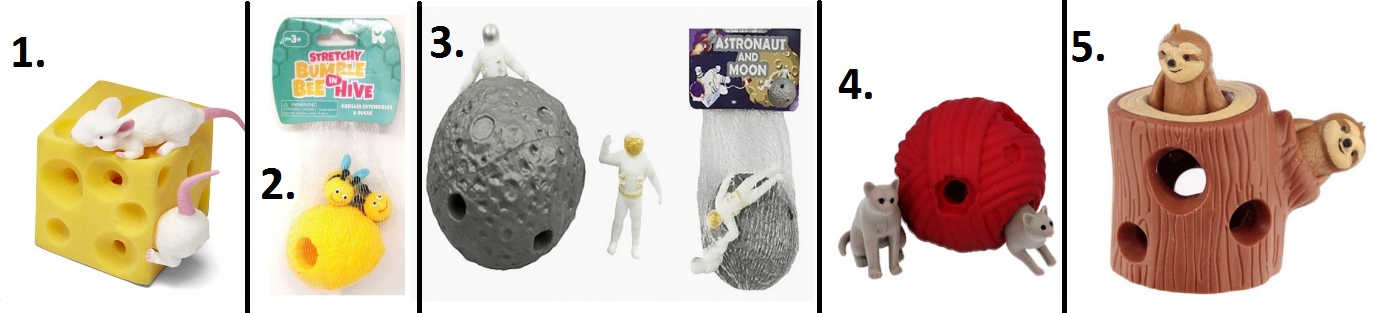 

Rozciągliwe Gniotki Zestaw Serek,Astronauta,Kotek