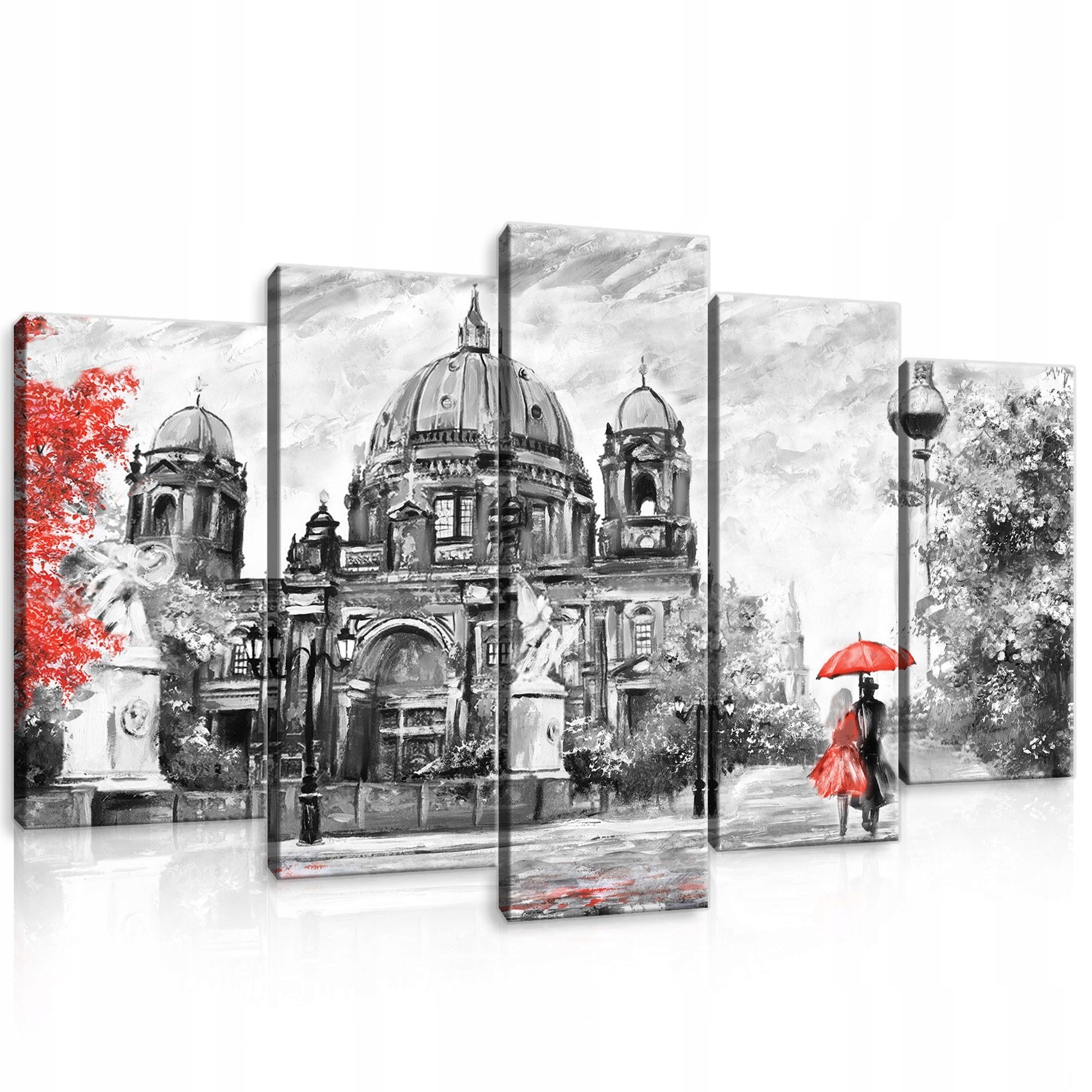 Obraz 100x60 Městská krajina Berlín déšť deštník pár romantika kontrast